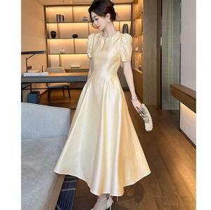 Mütevazı elbise zarif saten parti katı rahat yüksek kaliteli elbiseler uzun Maxi abiye kadın için - Product Image 2