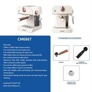 Machine à expresso de style italien d'une capacité de 1L, puissance de 850W, avec fonction de mousse de lait à pression de 20 bars pour bureau à domicile et café - Product Image 5