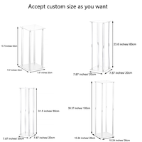 Décorations de table pour centre de table de mariage, support à fleurs en acrylique transparent moderne rectangulaire haut et élégant, personnalisable