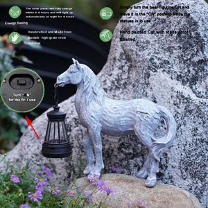 Ornements de jardin en résine en forme de cheval à énergie solaire, décoration et aménagement de balcon, aménagement paysager extérieur - Product Image 3