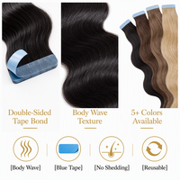 Натуральные бразильские волосы Remy Double Drawn для наращивания на лентах, волна Body Wave, 18, 20, 22, 24 дюйма # 1B # 4 # 27 # Завод OEM 613 с 15-летним опытом