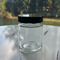 Frasco de vidrio Ergo de pedernal cilíndrico de 100 ml, 70 mm con tapa de lengüeta profunda de Metal negro, tapa abatible Para hierbas, especias, Chutney, pasta, salsa