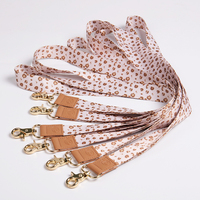 Tali Leher Sekolah Label Kulit Kustom Logo Poliester Kartu ID Grosir Lanyard
