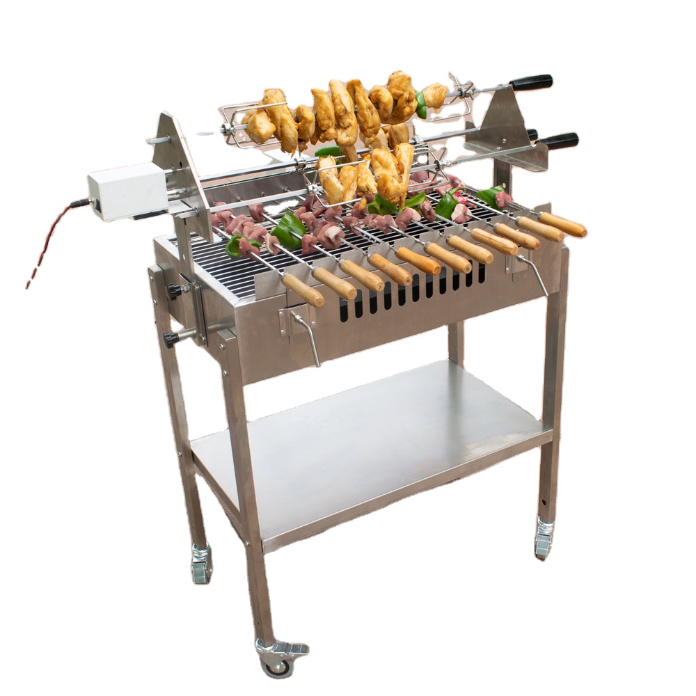 Bbq Ngoài Trời Đồng Nướng Hàng Đầu Rotisserie Kebab Xiên Với Xiên Tự Động Than Nướng