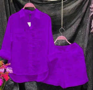 Ensemble Mode <span class=keywords><strong>Femme</strong></span> Été 2025 : Chemise Blanche Manches Longues et <span class=keywords><strong>Short</strong></span>, Survêtement Décontracté Deux Pièces - Product Image 5