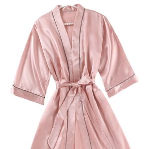 Albornoz de manga larga para <span class=keywords><strong>mujer</strong></span>, ropa de dormir cómoda de gama alta con patrón sólido, ropa de descanso para jóvenes - Product Image 5