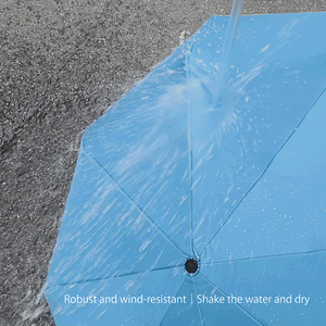 Parapluie anti-vent UV 21 pouces à 8 baleines avec logo, revêtement noir, pliable en 3 sections, portable, pour voyage, soleil et pluie - Product Image 6