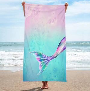 Serviette de plage super absorbante en coton 100% pur, à motif personnalisé, de haute qualité, à prix bas, très vendue, avec poche - Product Image 2