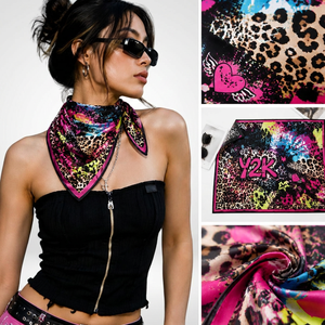 Pañuelo de Seda con Estampado de Leopardo Y2K, Accesorio de Moda para Mujer, Estilo Urbano, Multifuncional, para Todas las Temporadas - Product Image 1