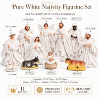 Artisanat en résine catholique, figurines en tissu de velours pour la Nativité de Noël, Sainte Famille, Anges, Animaux, Décoration de la maison, de l'église et des fêtes