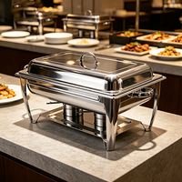Réchaud à alcool en acier inoxydable FLEY, chauffe-plat, chauffe-buffet avec couvercle pour la restauration hôtelière, les restaurants et les événements