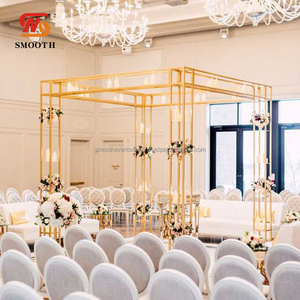 SMOOTH Silver <b>Wedding</b> Square Arch Mandap <b>Backdrop</b> <b>Stand</b> Metal Chuppah for <b>Wedding</b> - Product Image 1