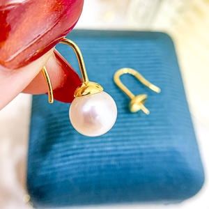 Base de Plata S925 para Accesorios de Perlas DIY, Soporte Vacío para Joyería de Moda, Pendientes Redondos de 7-10 mm, 20994 - Product Image 1