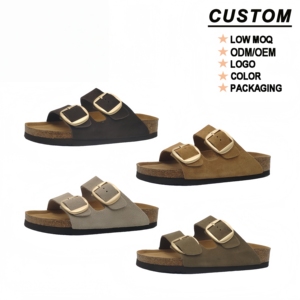 Sandalias <span class=keywords><strong>Birkenstock</strong></span> Arizona de Corcho Personalizadas con Suela Ajustable, Cuero Genuino Natural, Fabricante, para <span class=keywords><strong>Hombre</strong></span> y Mujer - Product Image 1