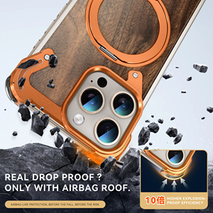 Coque de téléphone sans cadre en alliage d'aluminium avec support de charge magnétique sans fil pour iPhone 17 16 Pro Max, béquille rotative à 360° - Product Image 2