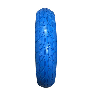 Roue de brouette anti-crevaison PU1409 14x3.50-8, pneu en mousse PU bleu de 14 pouces, jante en plastique verte pour chariot de jardin, chariot à main, unité de chariot à roulettes - Product Image 3
