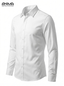 Chemise habillée unie pour homme, élégante et décontractée, à simple boutonnage, anti-boulochage, en tissu sergé texturé, idéale pour le bureau et les affaires - Product Image 2