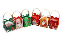 Boîtes en papier pour emballages cadeaux de Noël avec poignée et rubans, boîtes à bonbons pour les fêtes de Noël, fournitures pour les fêtes de fin d'année