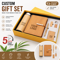 Coffret Cadeau d'Entreprise Personnalisé avec Logo d'Entreprise, Bloc-Notes en Bois 6 en 1 avec Stylo, Coffret Cadeau Exécutif Spécial, Coffret Cadeau d'Affaires