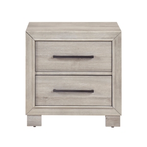 Modern Gray Two <b>Drawer</b> Nightstand Wooden Bedside Cabinet Bedroom <b>Storage</b> Furniture 1pc - Product Image 2