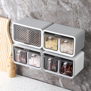 Spice Jar Set Swivel Multi Compartment <b>Stackable</b> <b>Storage</b> <b>Box</b> For Kitchen Solid Seasonings With Plastic Lids - Product Image 4