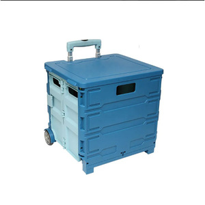 Carrito de Compras Plegable Portátil de Plástico con Asa y 4 Ruedas, Color Negro - Product Image 4