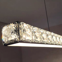 Lustre moderne en cristal pour table à manger, luminaire de plafond de luxe, luminaires suspendus en acier inoxydable