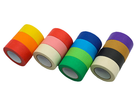 Wholesale Customized High Quality Colorful Natural Rubber Adhesive Spray Painting Decorative Crepe Paper Wide Masking Paper Tape