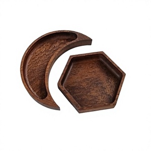 Assiette à dattes en bois au design tendance, forme lune et étoile, couleur marron, pour servir les aliments, à prix avantageux - Product Image 1