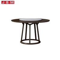 Ensemble table de salle à manger ronde en bois massif de luxe moderne et 4 chaises 6 places Table à manger minimaliste