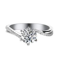 Bague Solitaire à Six Griffes Torsadée en Moissanite Couleur D, Argent Sterling 925, Anti-Irritation, Bijou Minimaliste Élégant pour Femme