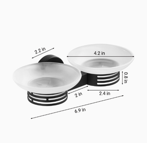 Support mural en céramique pour savon, étagère de salle de bain minimaliste en acier inoxydable avec design auto-drainant - Product Image 2