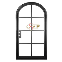 Portes françaises anciennes en aluminium, portes françaises cintrées, portes françaises extérieures en métal noir