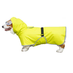 Impermeabile per Cani in Morbido PU Giallo, Spedizione Rapida, Giacca Pieghevole con Cappuccio per Cuccioli, Abbigliamento per Cani da Esterno - Product Image 2