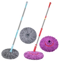 Serpillère Auto-Essoreuse à Torsion à Manche Long pour Nettoyage de Sols Vinyles, Carrelés et Stratifiés à Domicile et au Bureau, avec Têtes en Microfibre Lavables