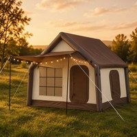 Tente gonflable de 12 mètres carrés, trois portes, cloison, tissu Oxford, abri de camping imperméable, extérieur