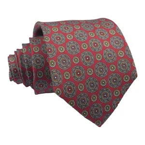 Мужской геометрический круги красный галстук на заказ ручной работы с 7 сложными шелковыми галстуками