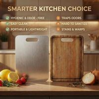 Groothandel dubbelzijdig titanium snijplank voor keuken, groenten, vlees, fruit, deeg, brood, metaal, roestvrij staal, hakblok