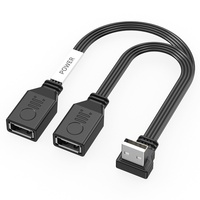 Câble USB 2-en-1 (USB-A Mâle/Femelle) Plat à Angle Droit USB 2.0, Prise en Charge du Transfert de Données et Adaptateur de Charge Rapide 65W