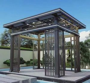 Отдельностоящая современная беседка из алюминиевого сплава с водонепроницаемой крышей из закаленного стекла с двойным остеклением, экологичная, для двора, на все времена года - Product Image 6