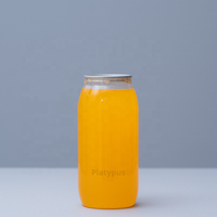 Logo personnalisé, transparent, qualité alimentaire, 500 ml, 650 ml, canette de bière en plastique PET jetable pour boissons et boissons avec couvercle facile à ouvrir