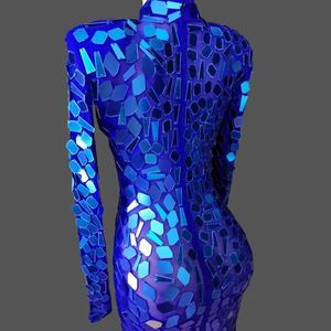 Abito da Festa con Paillettes Blu Zaffiro Scintillanti, Minigonna Aderente Elasticizzata per Serate in Discoteca, Nuovo Stile - Product Image 6