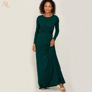 Robe de <span class=keywords><strong>grossesse</strong></span> verte à manches longues et taille torsadée pour femmes, chemise de nuit de <span class=keywords><strong>grossesse</strong></span> en Modal - Product Image 4