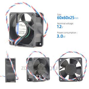Ventilador de refrigeración axial pequeño ebmpapst 612N/2HH 612N-2HH 12V DC 6025 60x60x25mm 2.9W 6800RPM 33CFM 41dB 6cm para inversores - Product Image 2