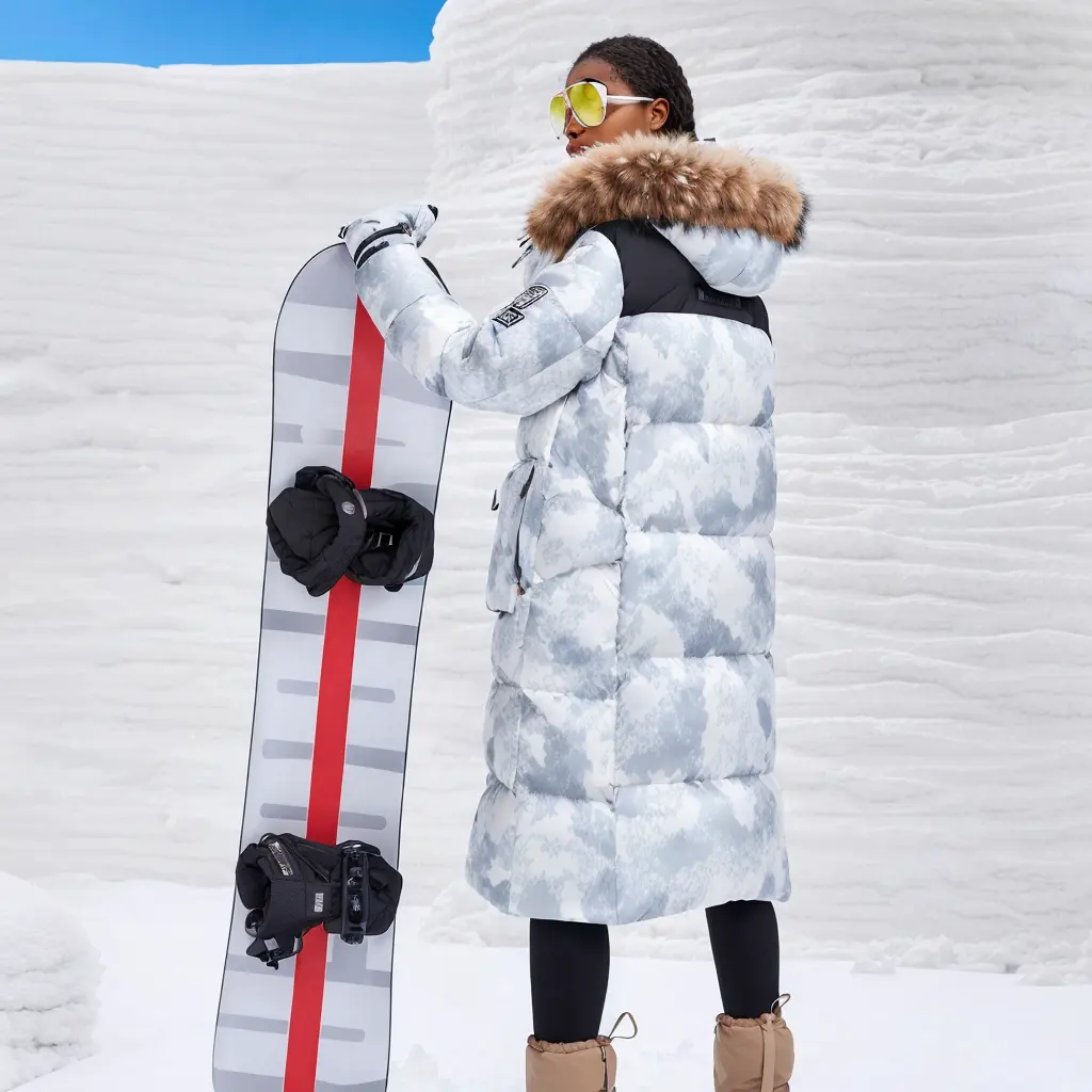 Ropa personalizada de invierno para mujer, traje de esquí de estilo Goose Canadá, Chaqueta larga con capucha, abrigo de plumas, Parka con Cuello de piel