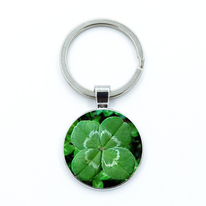 Four Leaf Clover Key Ring Crystal Glass Lucky Clover Time Gem Keychain Bag Car Accessories 4 Leaf Four Leaf Clover Charm Jewelry