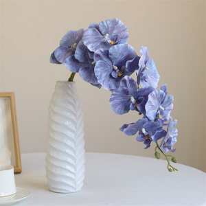 Orquídea artificial de flor de seda al por mayor, flor de 9 cabezas, <span class=keywords><strong>rosa</strong></span>, <span class=keywords><strong>azul</strong></span>, verde, orquídea simulada para boda, decoración del hogar, flor de Orquídea - Product Image 4
