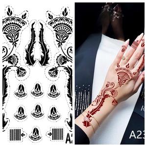 Pegatinas de tatuaje temporal de <span class=keywords><strong>Henna</strong></span> marrón personalizadas, patrón de encaje, tatuajes, misterio, flor de Mandala Sexy, pegatina de <span class=keywords><strong>Henna</strong></span> impermeable - Product Image 6