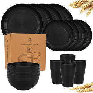 Juego de Platos de Paja de Trigo para la Cena, Vajilla Ecológica Completa, Juego de Platos, Tazas y Tazones, Accesorios de Cocina, Vajilla - Product Image 1