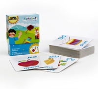 Cartes flash éducatives pour enfants sur l'alphabet des animaux avec impression personnalisée du logo pour l'apprentissage des tout-petits, boîte de rangement en papier double face
